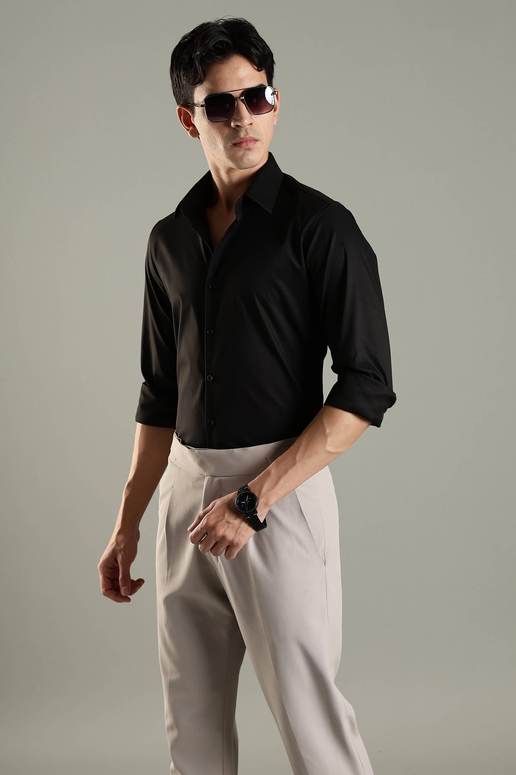 Men’s party black active casual shirt