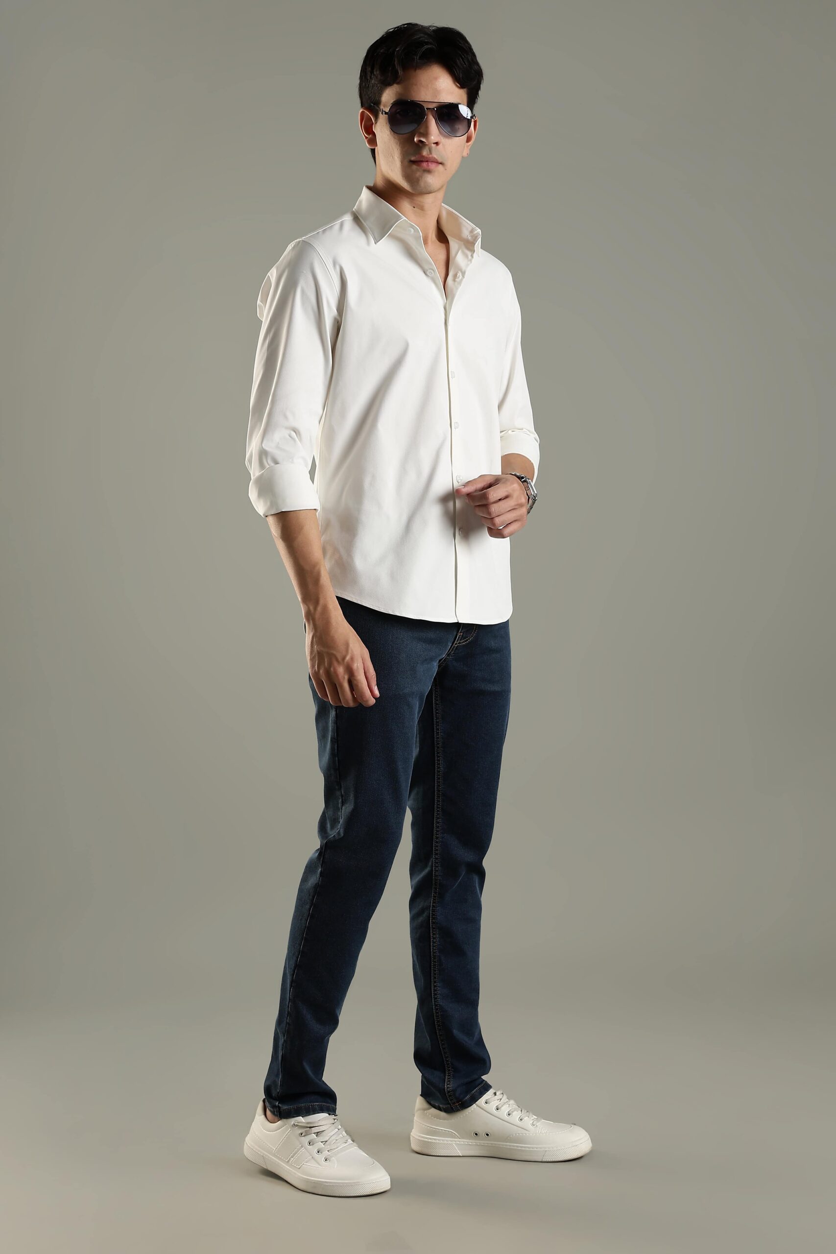 Active casual pearl white shirt for men