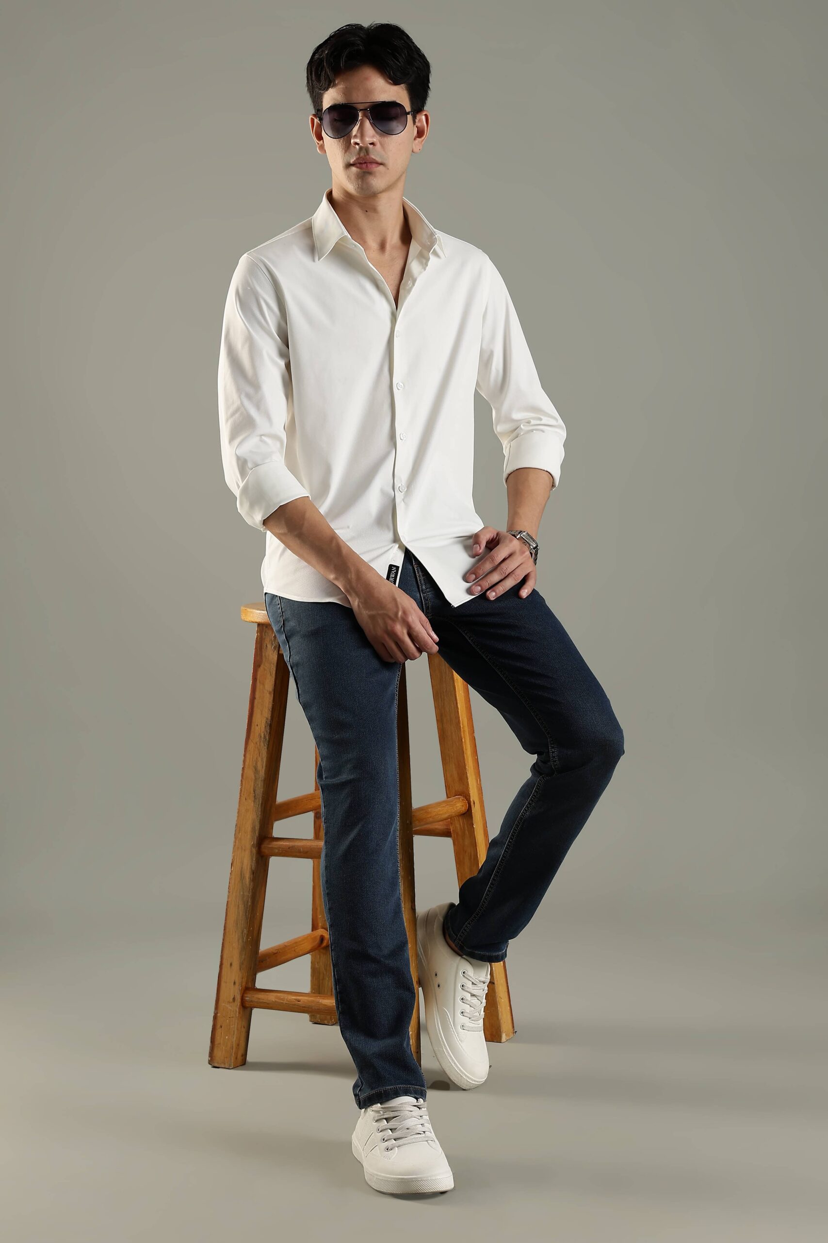 Men’s pearl white active casual shirt