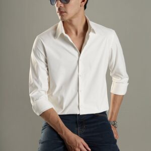 Pearl white casual shirt front view