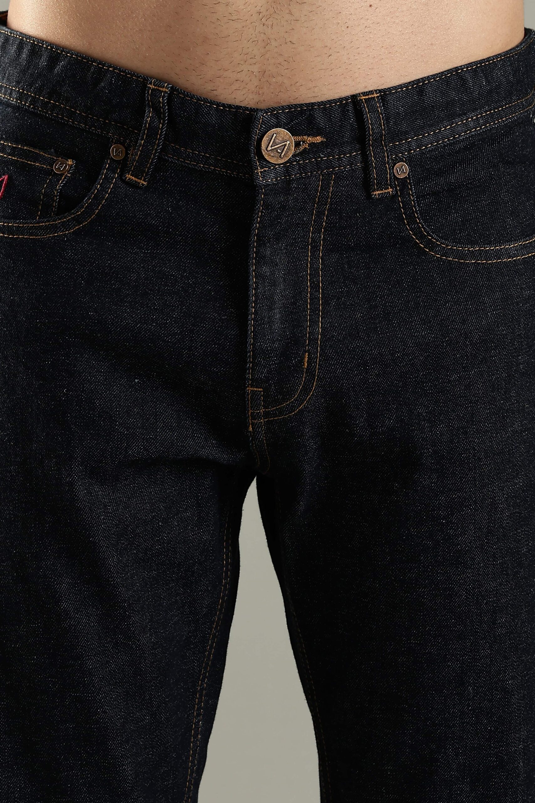 Italian selvedge denim pant front view