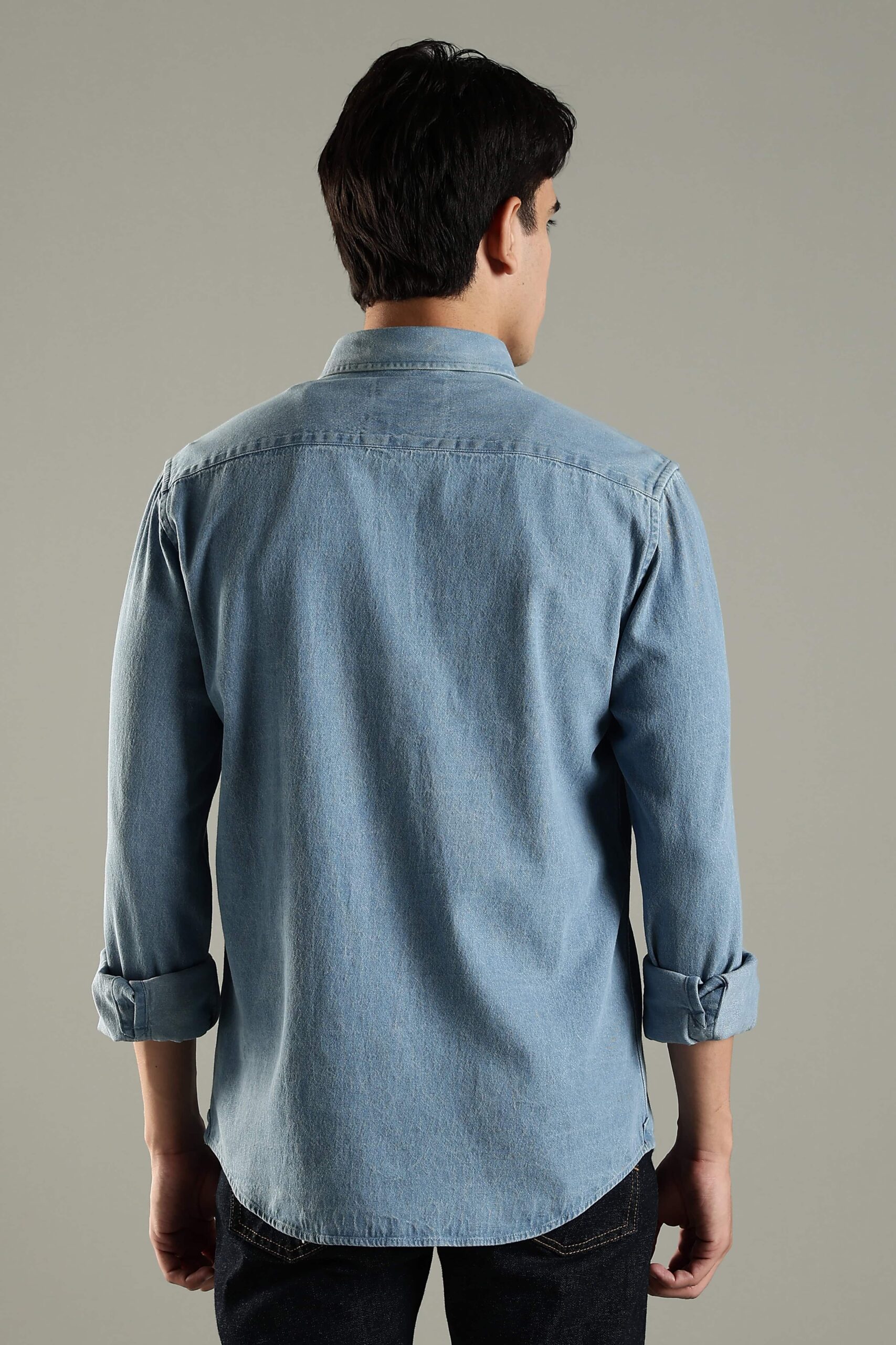 Ice blue denim shirt full sleeve design