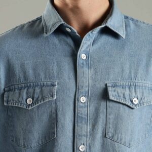Modern fit ice blue denim shirt