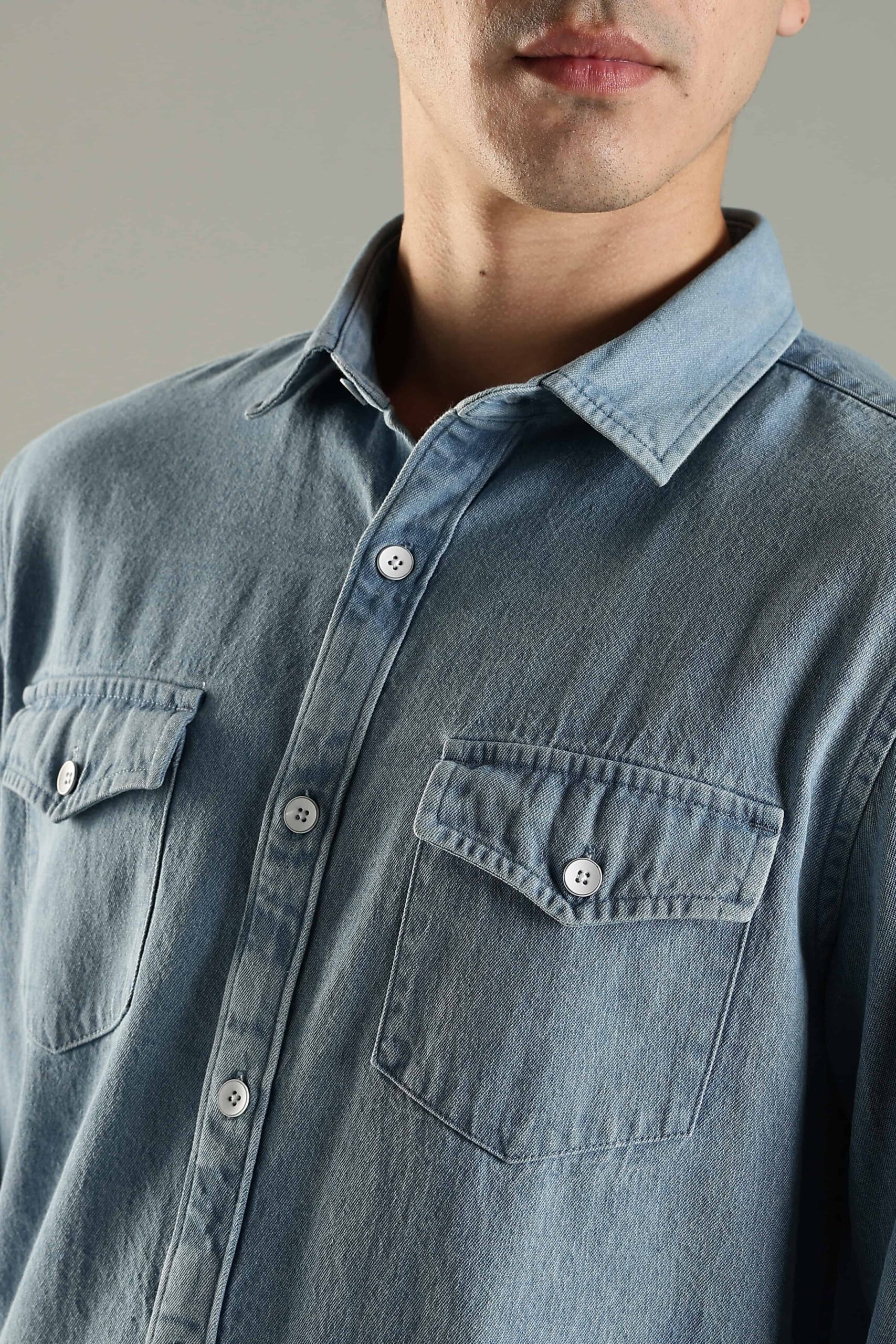 Vintage ice blue denim shirt for men