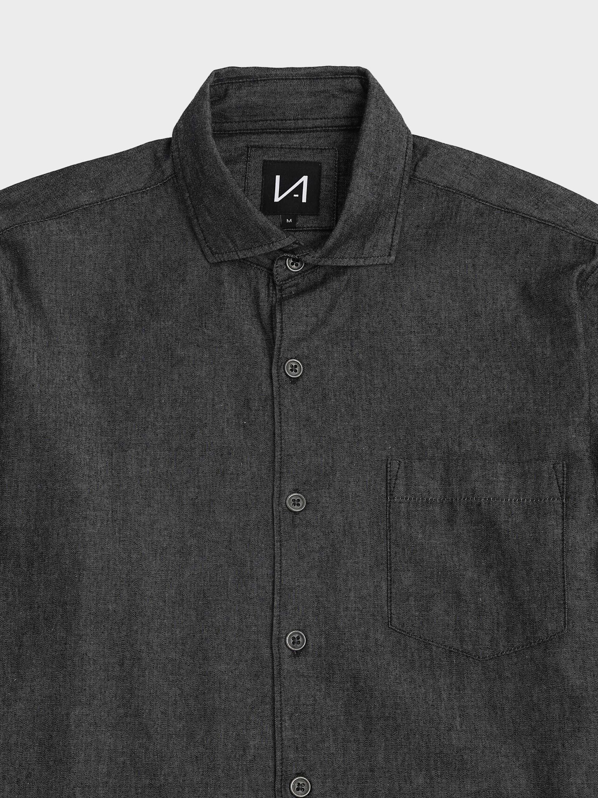 Modern fit charcoal denim shirt for men