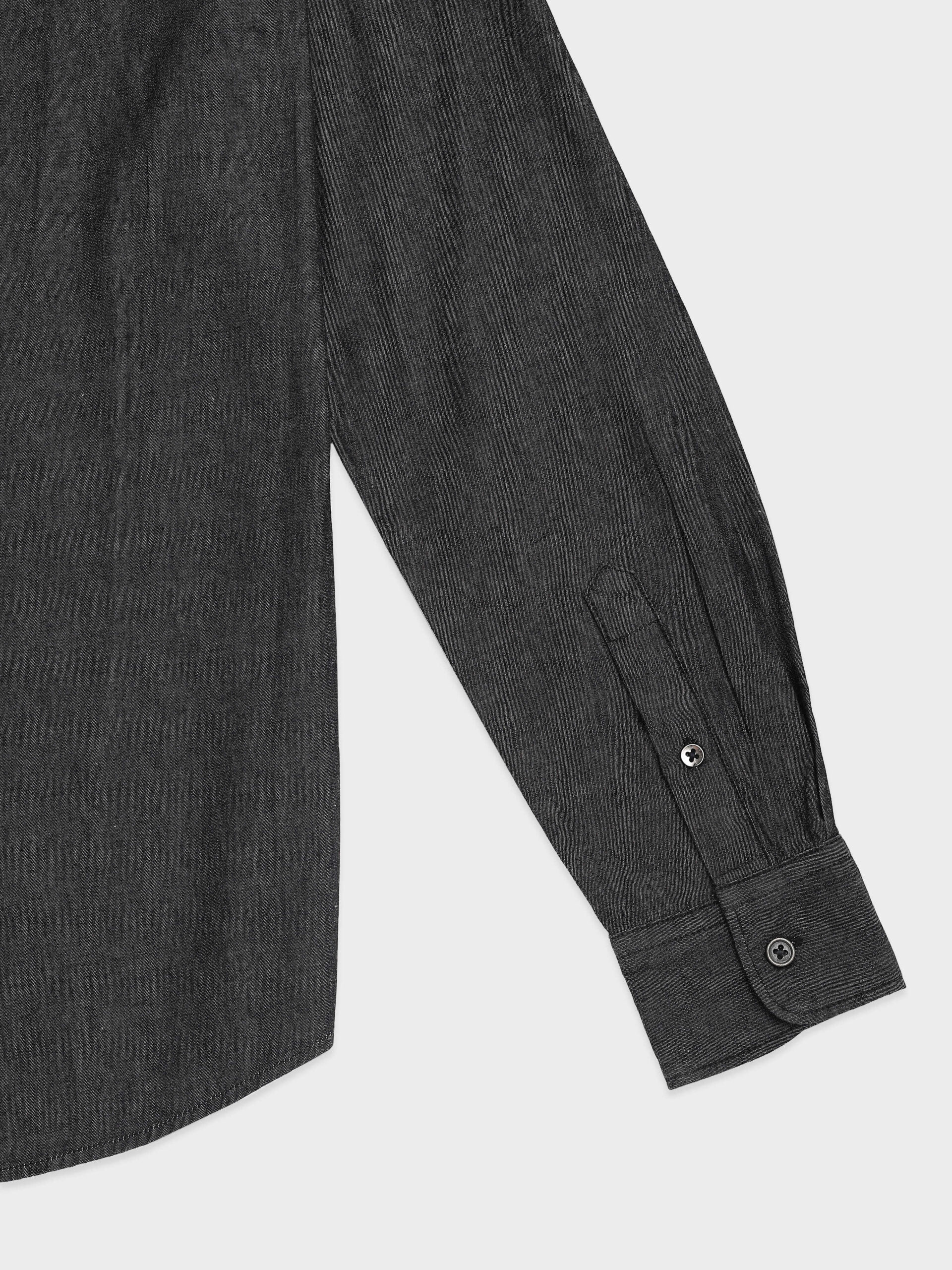 Casual vintage denim shirt dark charcoal tone