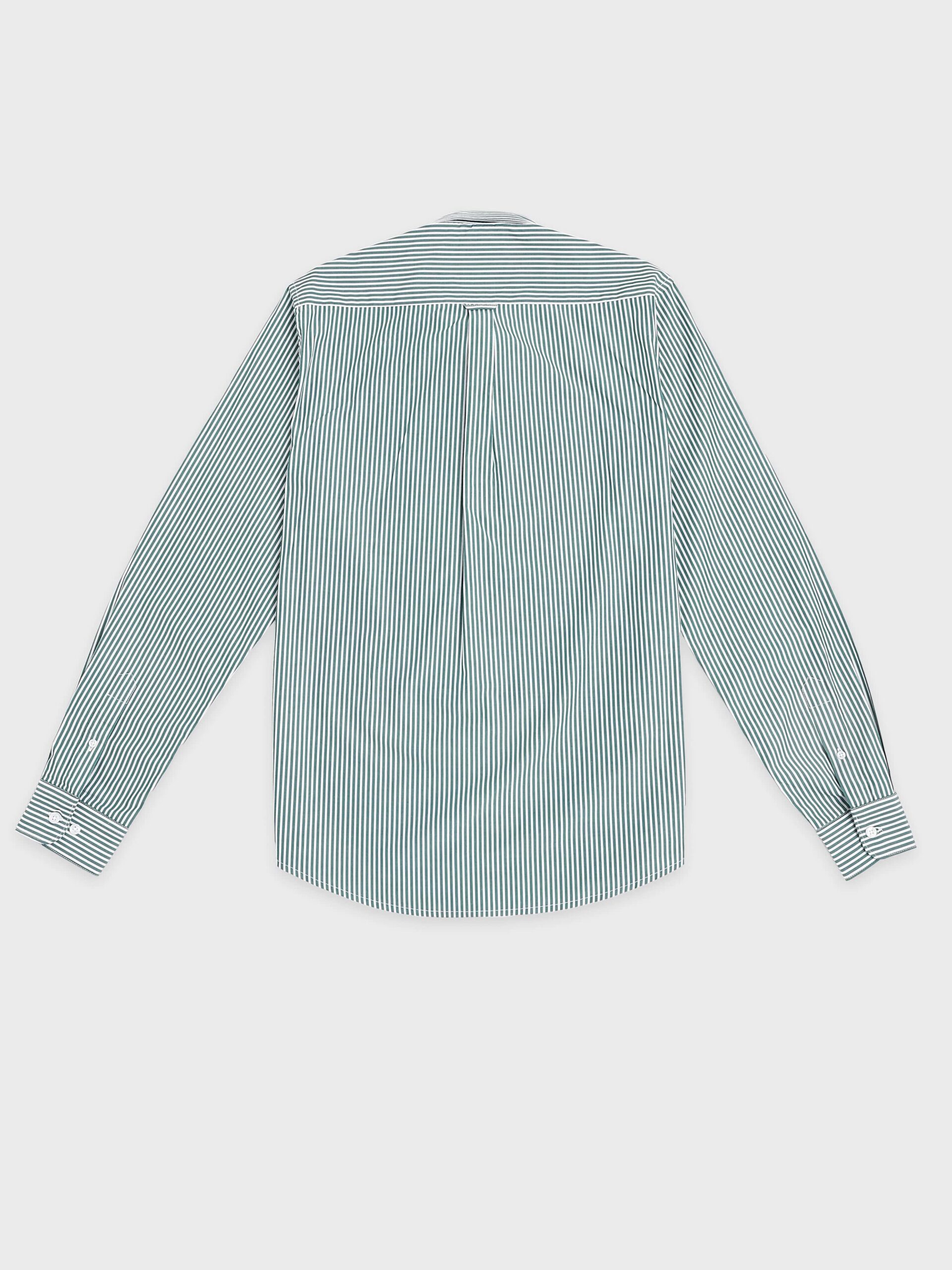 Dark charcoal vintage denim shirt back view